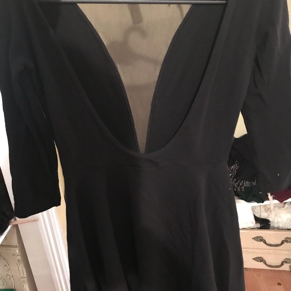 America’s Apparel Deep V Mesh Slater Dress - Picture 2 of 4